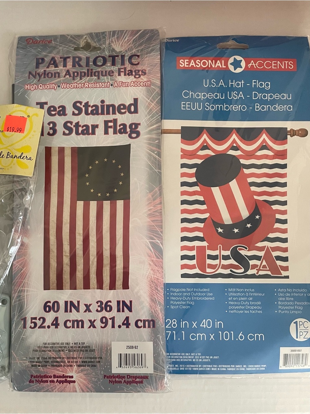 2 Flags and Flag Bracket lot